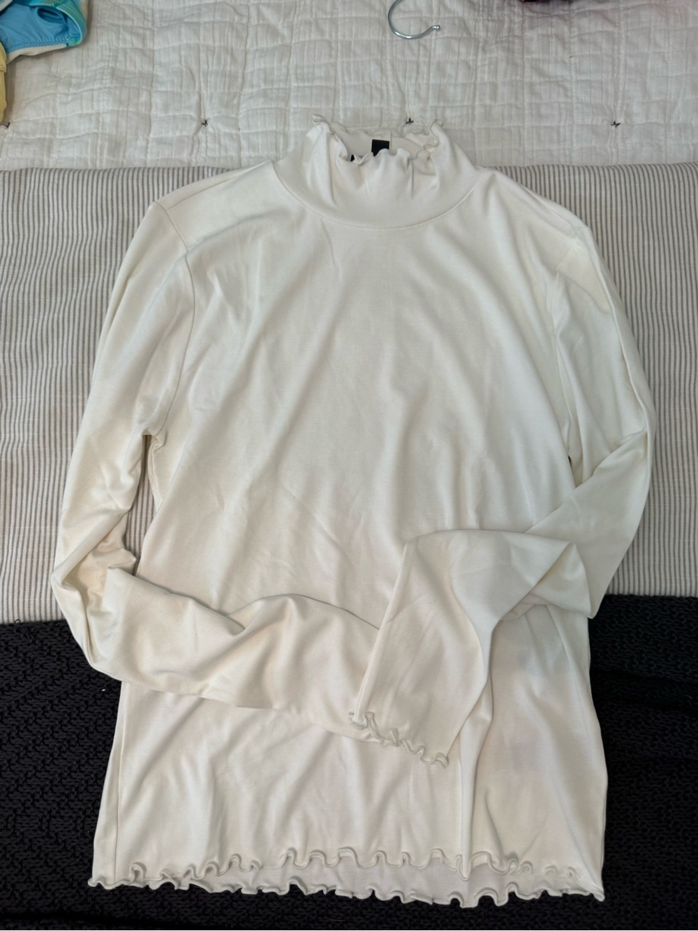 J. Crew Cream Ruffle-Turtleneck Sweater